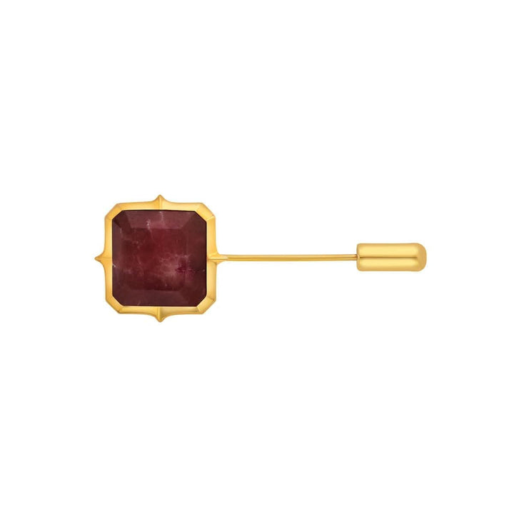 Marsala Quartz Octagon Cut Lapel Pin