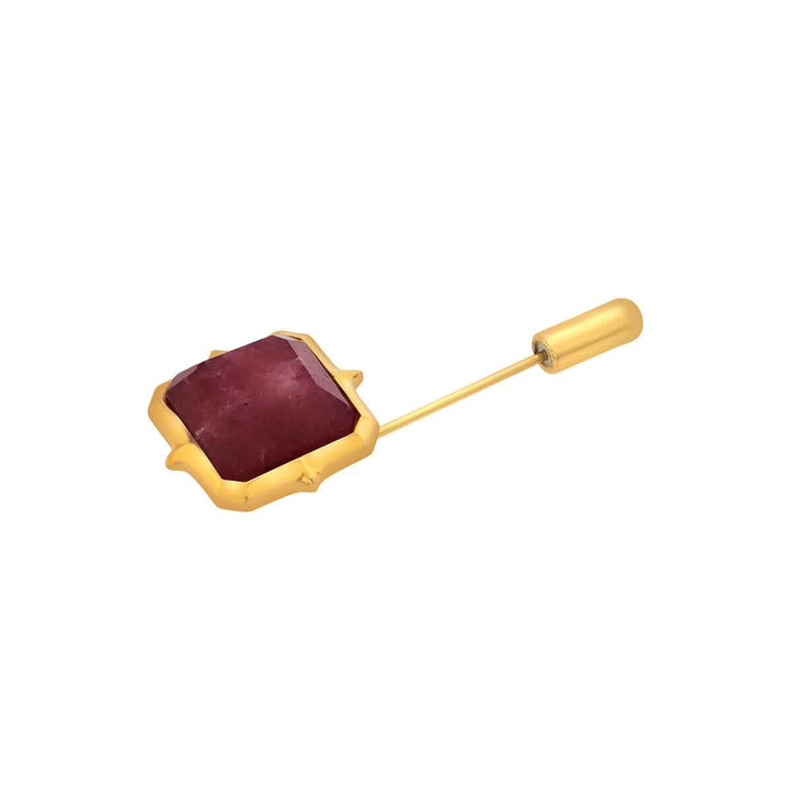 Marsala Quartz Octagon Cut Lapel Pin