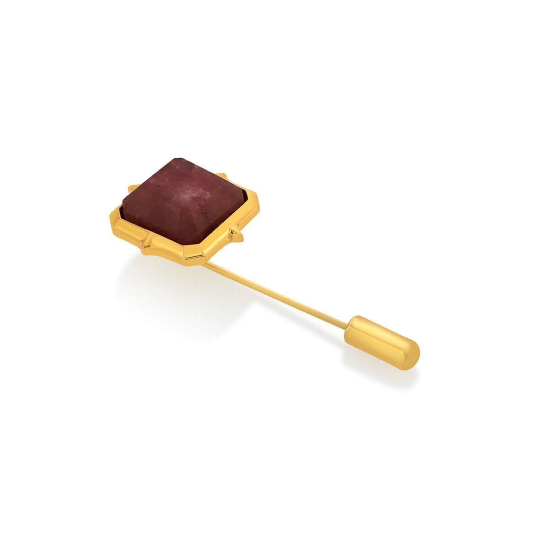 Marsala Quartz Octagon Cut Lapel Pin