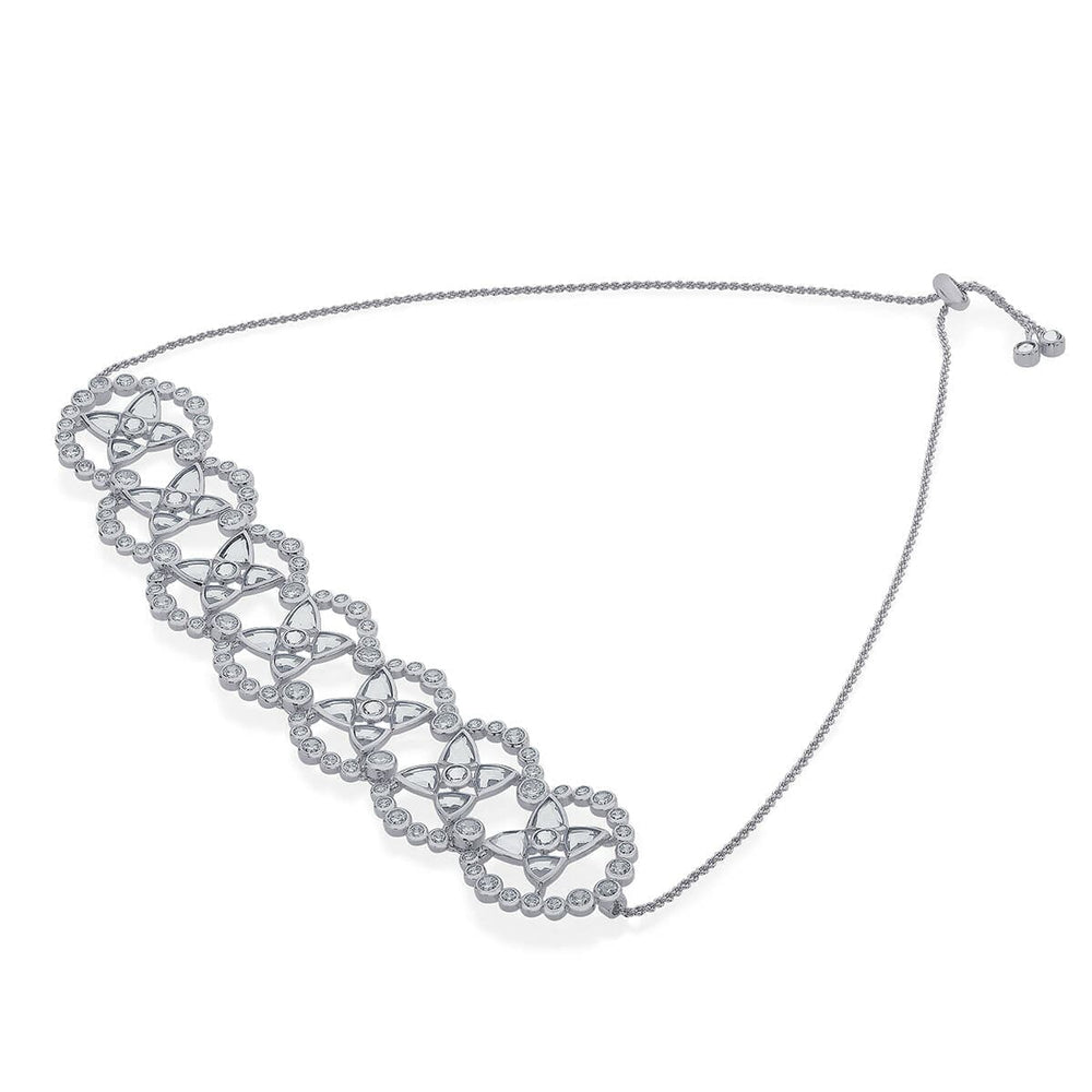 Nazm Elegant Mirror & CZ Choker In SIlver