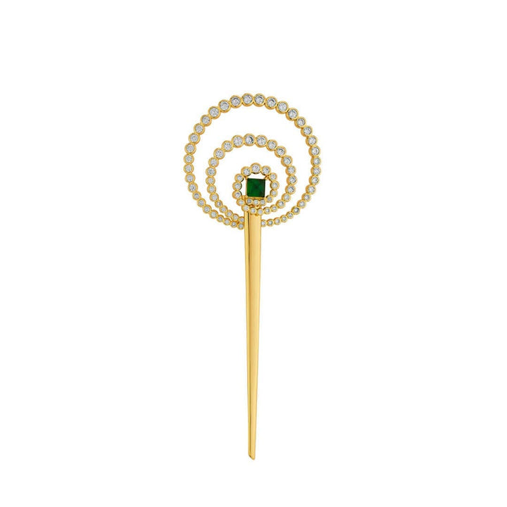 Raina Hydro Emerald & CZ Hair Bodkin - Isharya | Modern Indian Jewelry