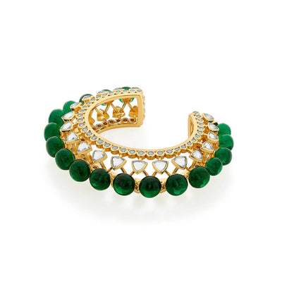 Ruhaniyat Green Hydro Mirror & CZ Statement Cuff - Isharya | Modern Indian Jewelry