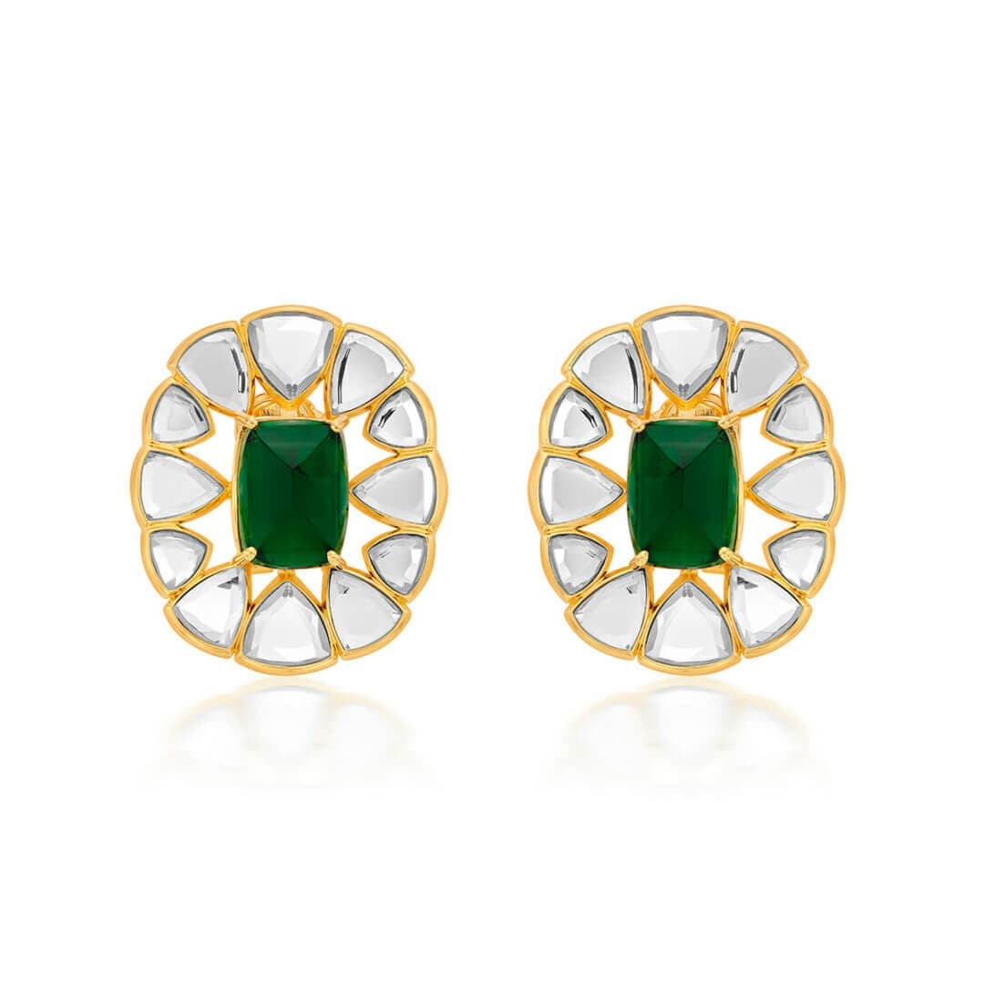 Ruhaniyat Mirror & Hydro Emerald Studs