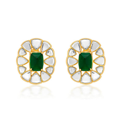 Ruhaniyat Mirror & Hydro Emerald Studs - Isharya | Modern Indian Jewelry