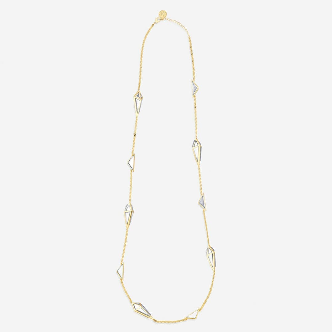 Demi Goddess Pyramid Mix Mirror Long Necklace