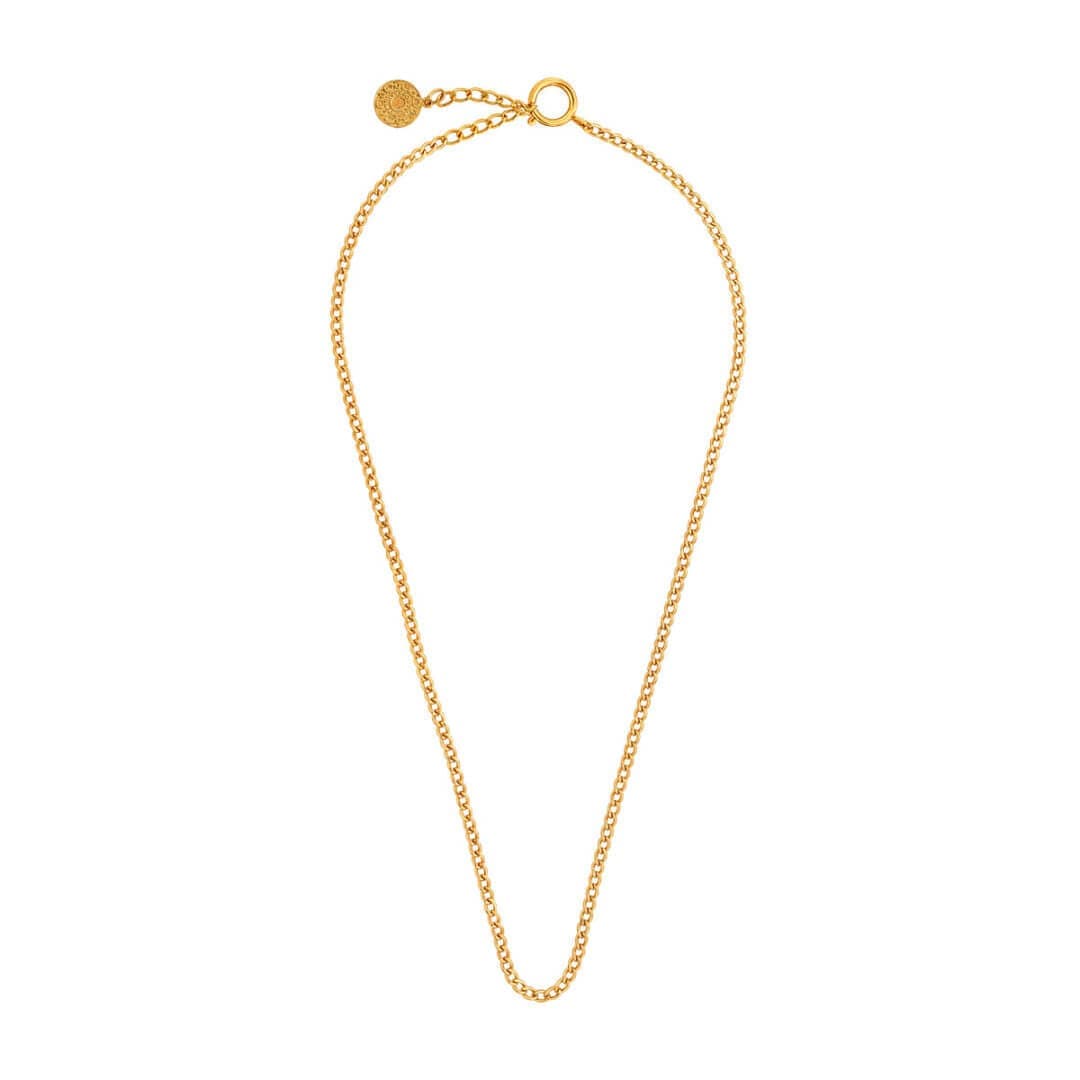 Gold Link Slim Halo Chain Necklace