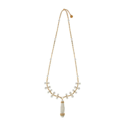 Long Crystal Pearl Necklace Gold - Isharya | Modern Indian Jewelry