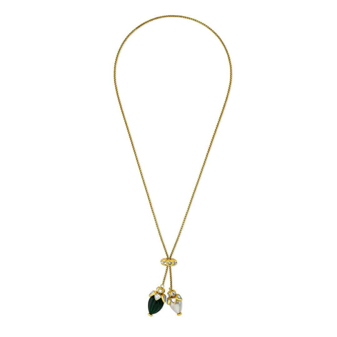 Raina Hydro Emerald, Pearl & CZ Bolo Necklace - Isharya | Modern Indian Jewelry