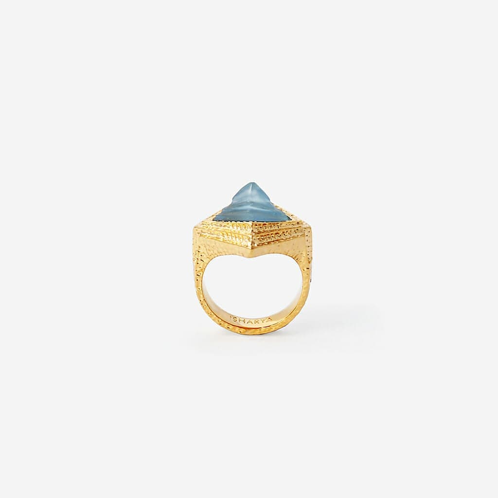 Blue Chalcedony Origami Midi Ring - Isharya | Modern Indian Jewelry