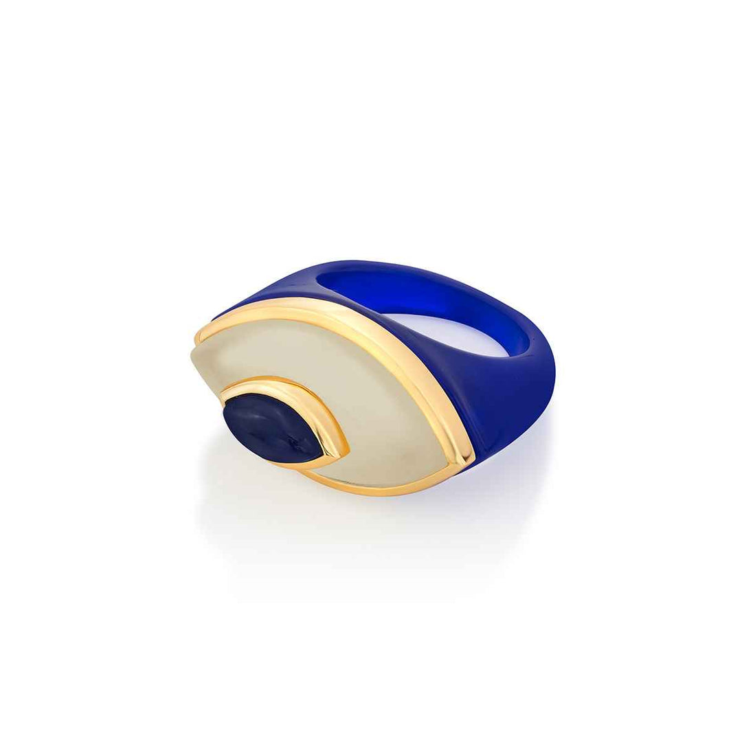 Evil Eye Blue Sapphire Doublet Ring