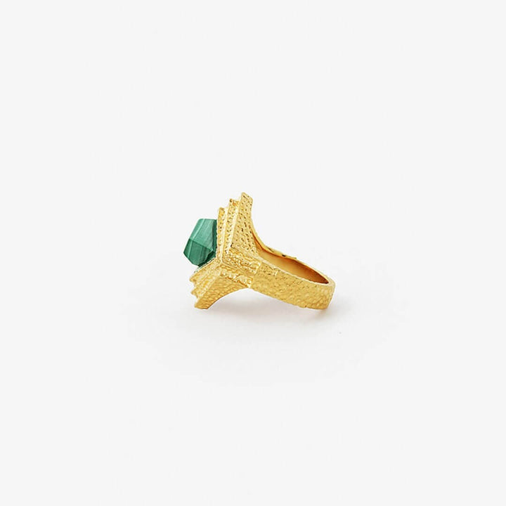 Green Malachite Origami Midi Ring - Isharya | Modern Indian Jewelry