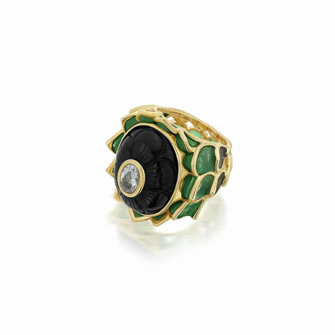 Green Resurrect Lotus Ring
