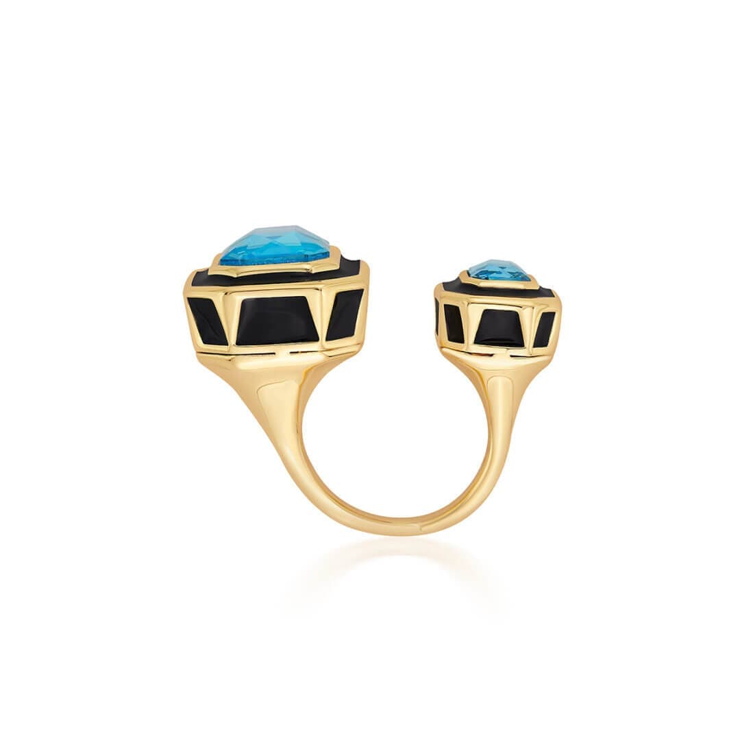 Blue two stone ring by ORMAN | Finematter