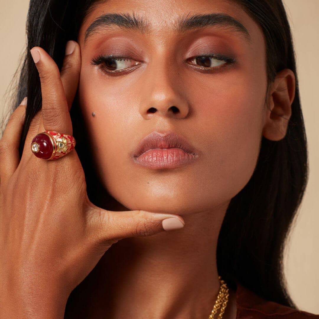 Marsala Heirloom Mughal Ring - Isharya | Modern Indian Jewelry