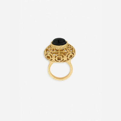 Noor Black Circle Ring - Isharya | Modern Indian Jewelry