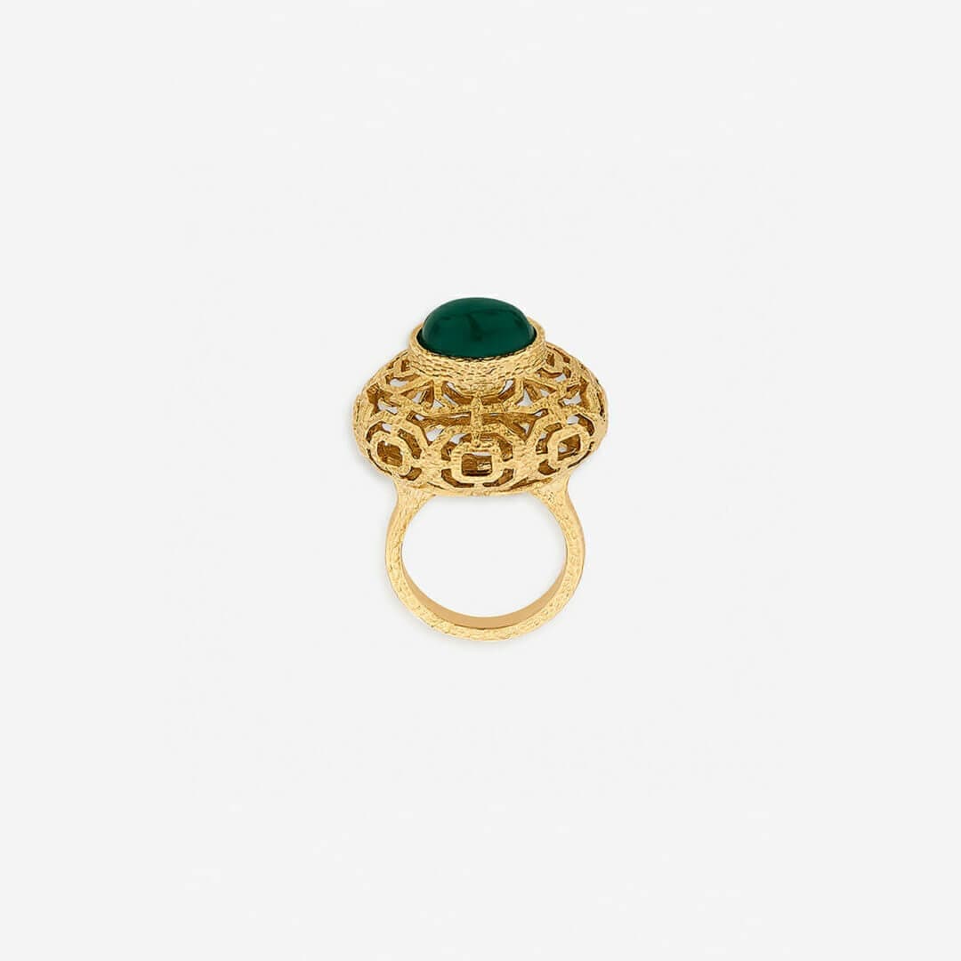 Noor Green Circle Ring - Isharya | Modern Indian Jewelry