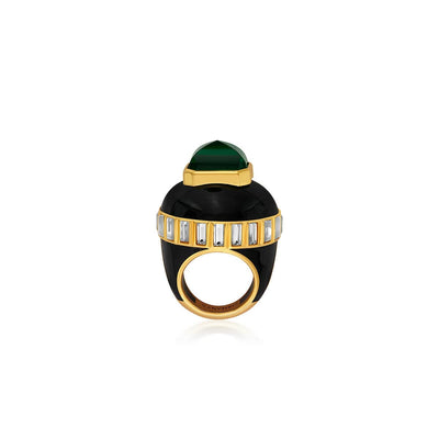 Raina Hydro Emerald Oval Ring - Isharya | Modern Indian Jewelry